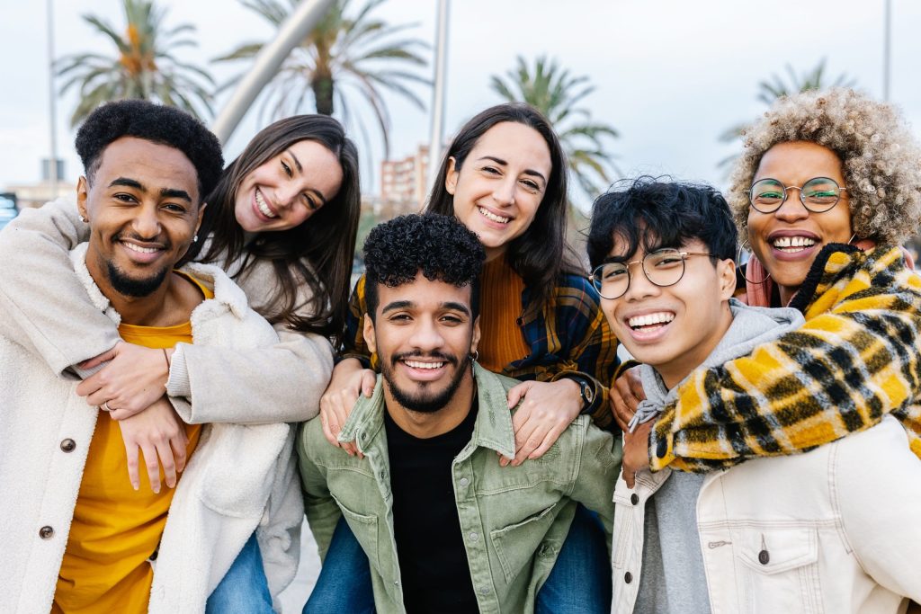 A group of young friends together
